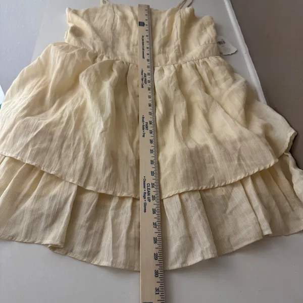 Altar'd State NWT Cottagecore Yellow Pinstripe Tiered Mini Dress L Coquette Romantic Whimsy - Image 11