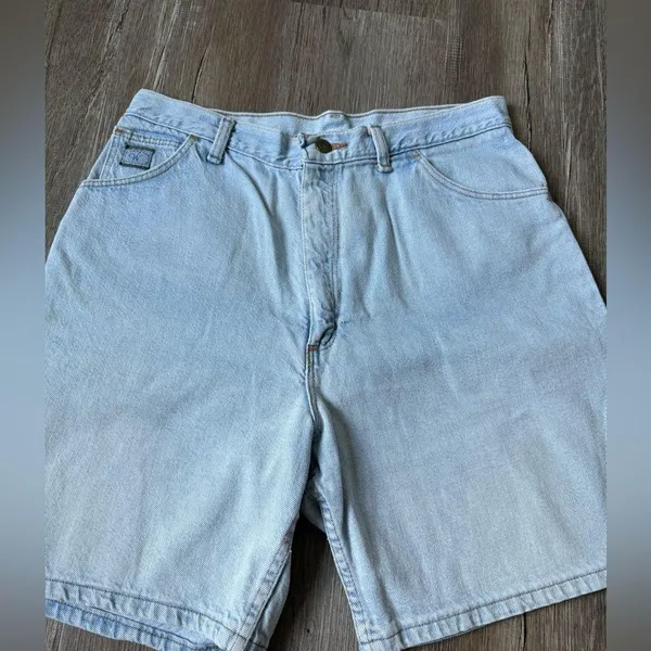 VTG Wrangler Mom Shorts Baggy Shorts Blue Faded Size 14 31 32 - Image 2
