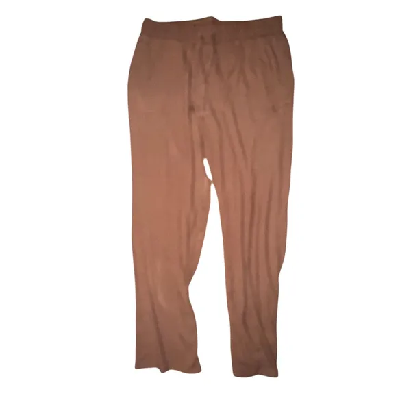Muk‎ Luks Womens Brown Ribbed Knit Lounge Set Polo Top and Pants Small A685249 - Image 7