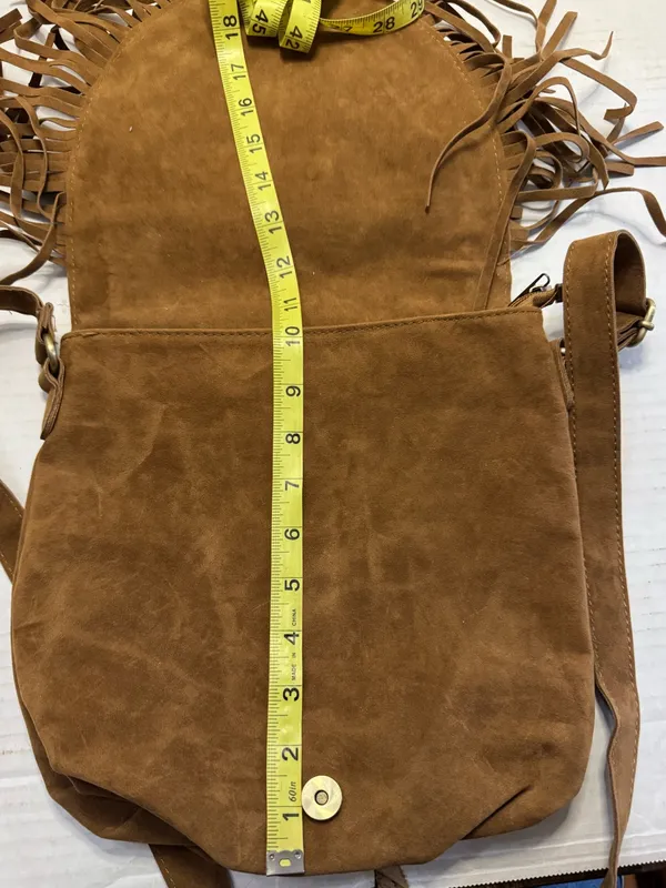 Boho Fringe Faux Suede Crossbody Bag Western Shoulder Purse Tassel Saddle Bag - Image 10