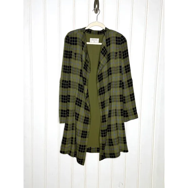Babaton Aritzia Quincy Jacket Olive Green Plaid XS Tie Belt - Image 3
