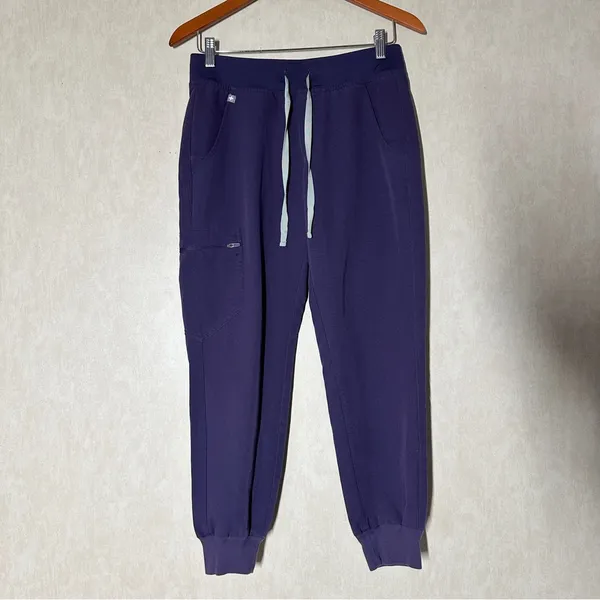 Figs Women’s Zamora Jogger Scrub Pants Pull On Mid Rise in Dark Purple Size S - Image 3