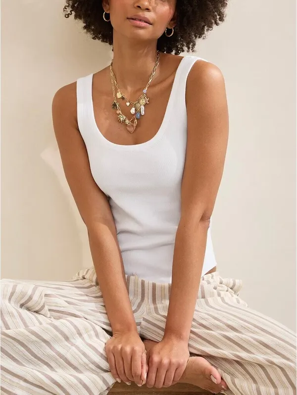 AE Aerie Ribbed Scoop Neck Tank Top American Eagle NWT White Medium - Image 3