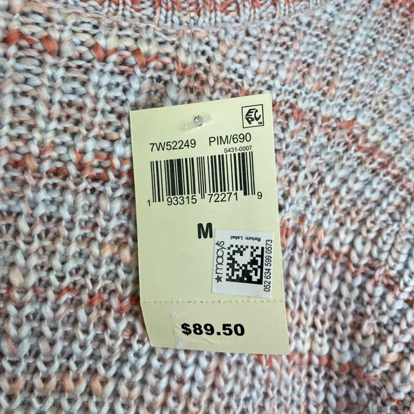 Lucky Brand Sweater Pink Striped Marled Crewneck Knit Chunky Women Medium‎ NWT - Image 6