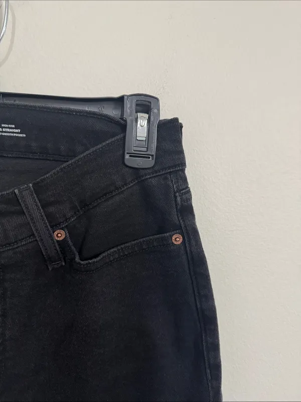 Old Navy High-Rise OG Straight Leg Black Rigid Jeans Secret-Smooth Pockets sz 4 - Image 7
