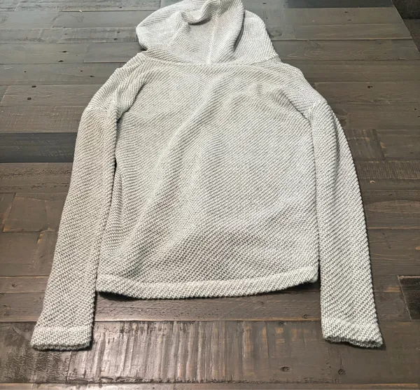 American Eagle Outfitters Women’s XS Knit Hoodie Sweater Gray White Pullover - Image 6