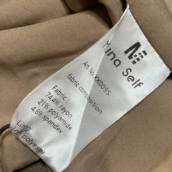 Mina Self Women Khaki Tan Open Front Collarless Blazer Jacket XX005S Size S NWT - Image 7