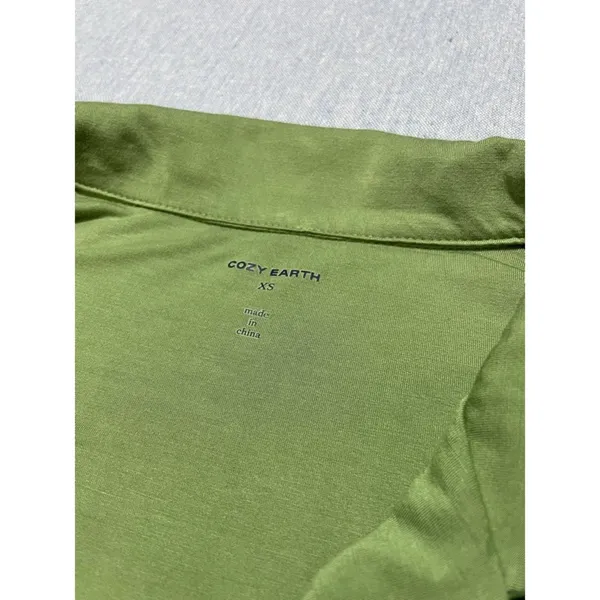 Cozy Earth Bamboo Stretch Knit Long Sleeve Pajama Top Size XS Green - Image 4