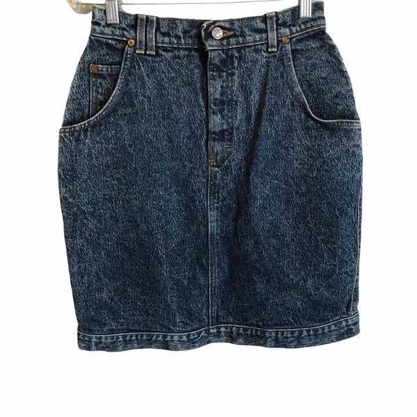 Lee Vintage Acid Washed 80’s 90’s High‎ Rise Denim Skirt - Image 2