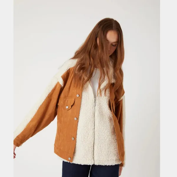 NWT BLANKNYC Faux Suede & Faux Shearling Trucker Jacket Small, CATCH ME OUTSIDE - Image 5