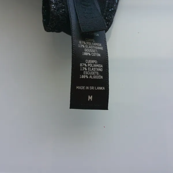 Skims Cotton Glitter Office Siren MobWife G-String Bra Lingerie Set M/L Black - Image 10