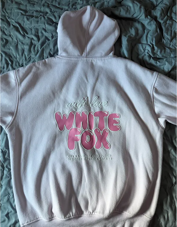 White Fox Pink Hoodie - Image 2