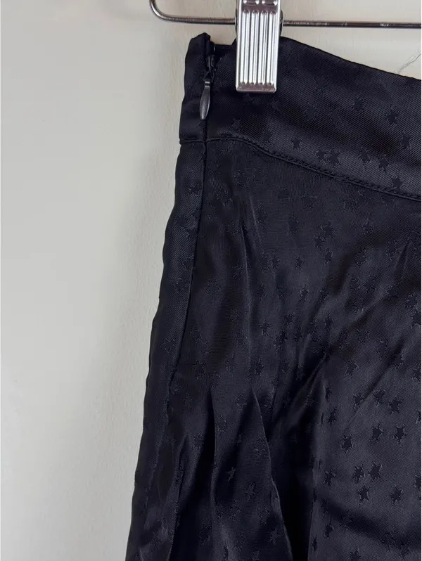 Free People Starstruck Black Satin Jacquard Star Ruffle Wrap Mini Skirt NWT 0 - Image 9