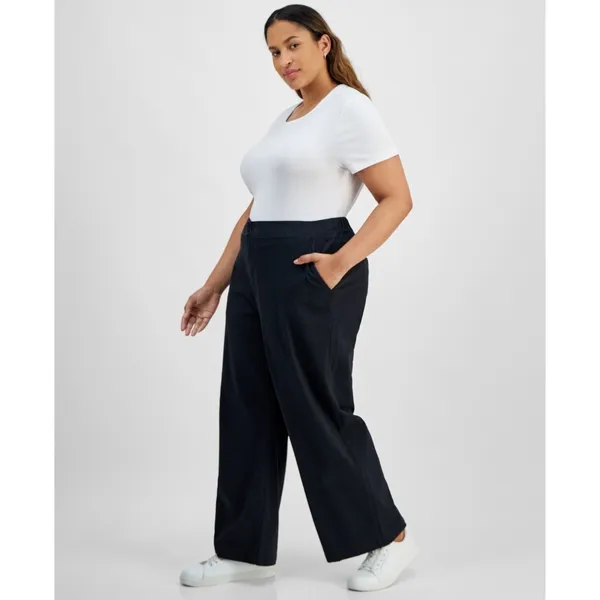 Celebrity Pink Womens Pants Size 2X Black Chino Twill Wide-Leg Hi-Rise Office - Image 2