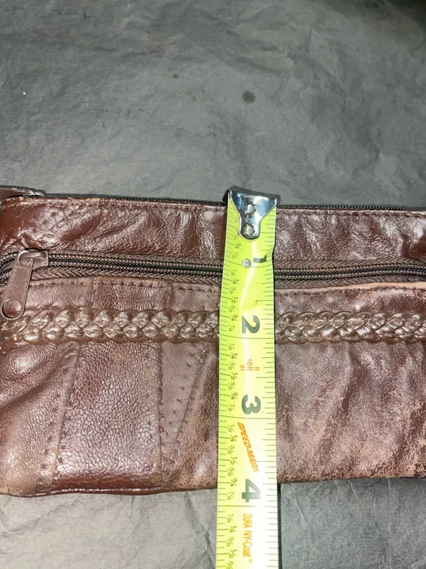 Vintage Brown Braided Leather Zip Wallet - Image 5