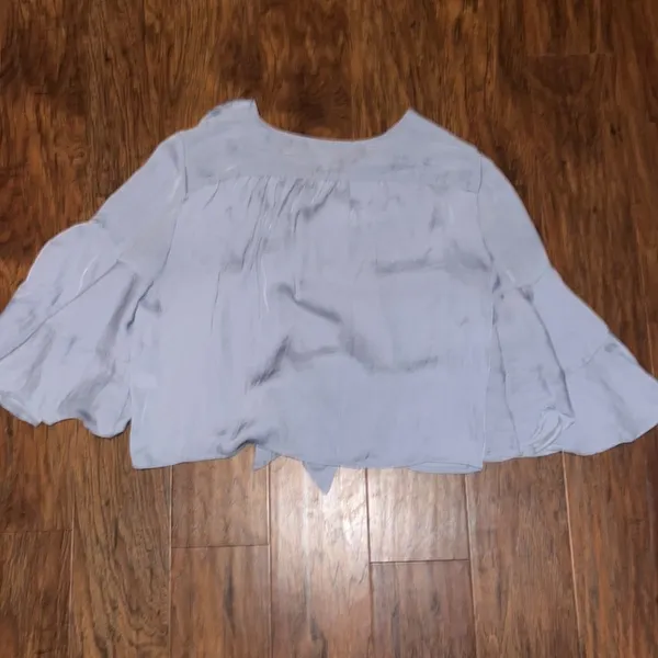 Women’s Lauren Conrad Blue Flared Sleeve Button Down Blouse business casual - Image 3