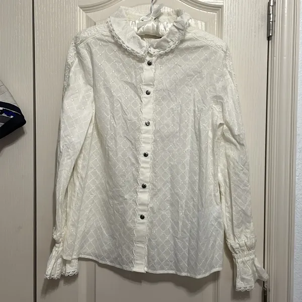 Coach Broderie Anglaise Lace Long Sleeve Cottagecore Minimalist Coquette Regency - Image 3