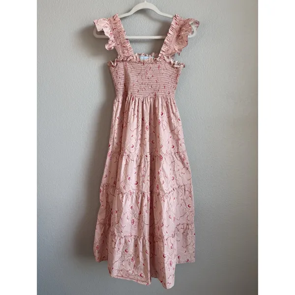 Hill House Home Bridgerton Ellie Nap Dress Small Pink Floral Smocked Cottagecore - Image 3