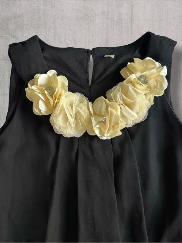 Target Black Floral Rosette Neckline Chiffon Shift Mini Dress XL JRs - Image 5