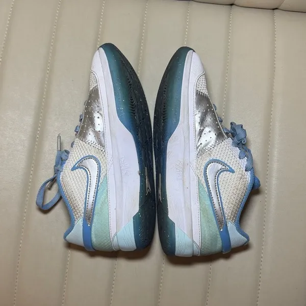 Nike Youth 5Y Sneakers White Blue Basketball Shoes | Fits Women’s 6.5–7 - Image 9