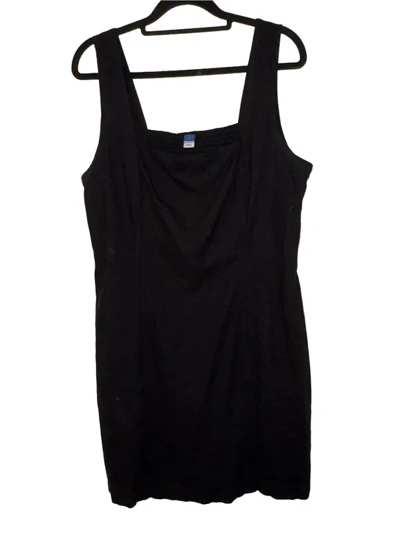 Old Navy Square Neck Linen-Blend Mini Dress Black Size Large - Image 7