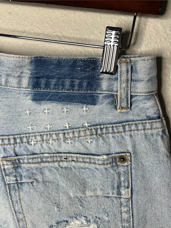 Ksubi Tongue n Cheek Messed Up Sashiko Embroidered Cut Off Denim Short Shorts - Image 7