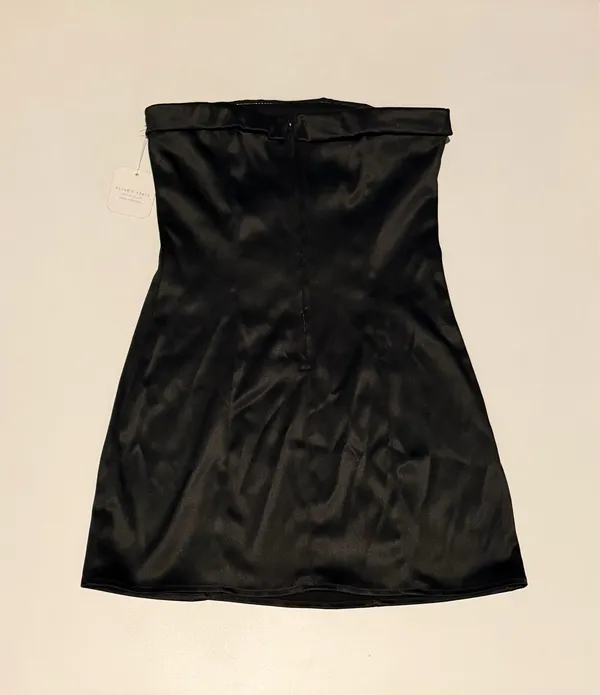 Altar'd State Strapless Black Silk Mini Dress - Image 3