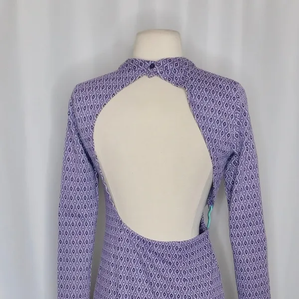 ZARA Lilac Jacquard Open Back Mini Dress Heart Detail Retro Knit Purple Small - Image 10