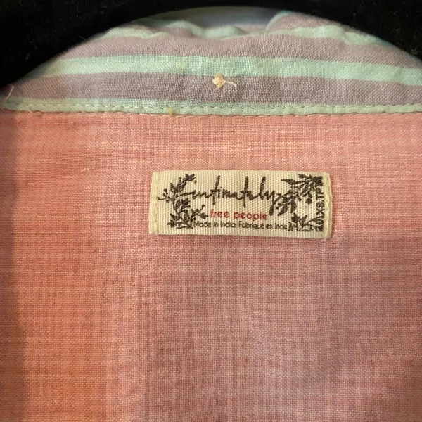 Free People Intimately Pastel Color Stripe Oversized Boho Button Down Shirt XS - Image 2