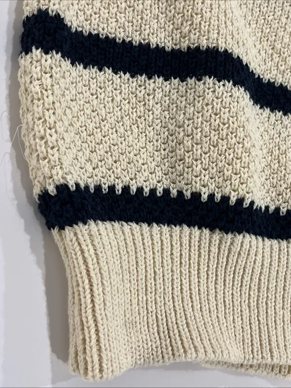 NEW Vero Moda Vmazing VNeck Pullover Cream & Navy Stripe Knit Crop Sweater sz XL - Image 3