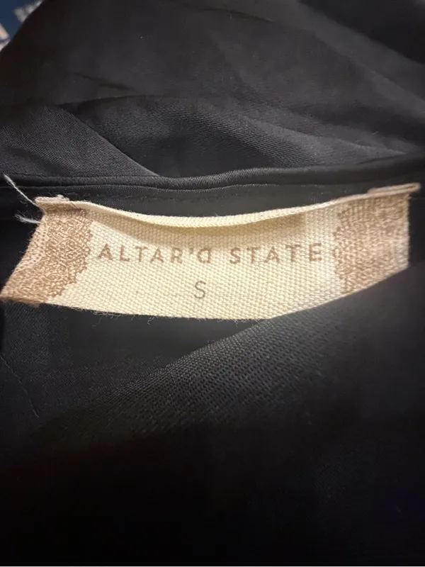 Altar'd State Black Satin Romper Small Flutter Sleeve Tie Front Coquette Party - Image 8