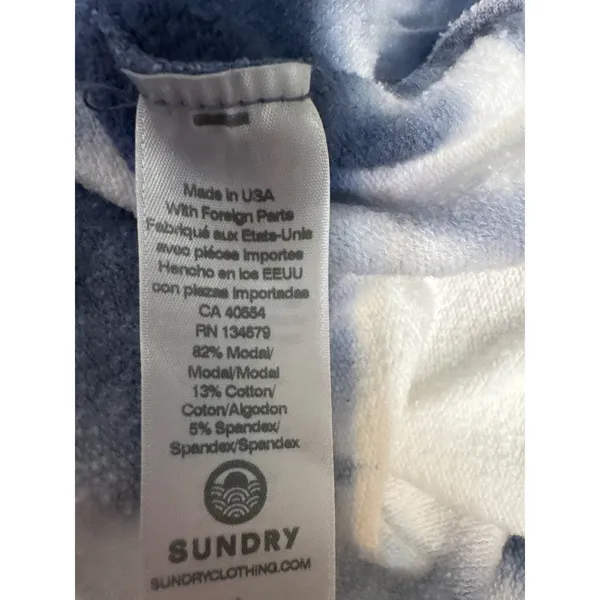 Sundry Womens Blue White Tie‎ Dye Modal Blend Pullover Sweatshirt Size 1 Small - Image 6