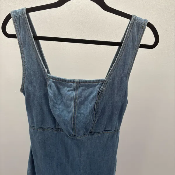 Primark Light Blue Bodycon Denim Sleeveless Dress with Slit - Image 3