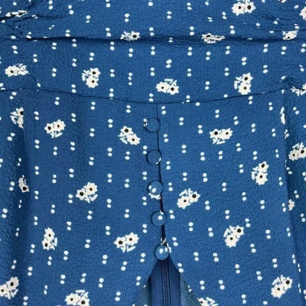 &‎ Other Stories Blue Floral Short Sleeve Lined A-Line Dress Size 10 - Image 6
