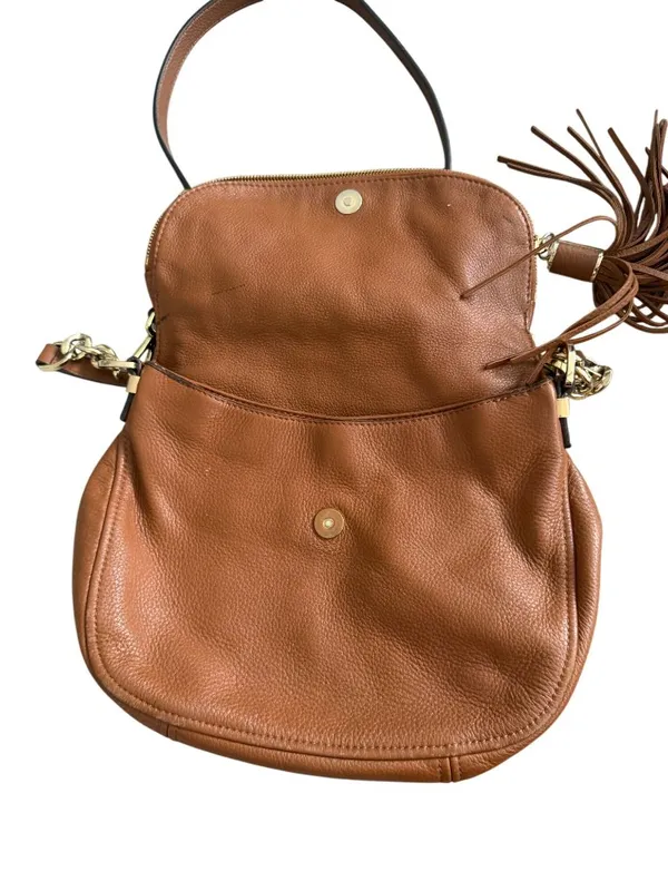 MICHAEL KORS Tan Pebble Leather Crossbody Two Way Bag - Image 3