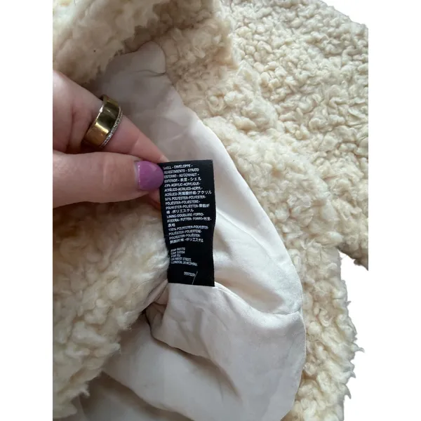 Free People Cream Teddy Faux Shearling Button Front Jacket Womens Medium - Image 5