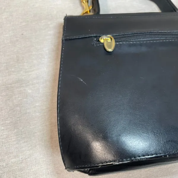Vintage 90s Black Vegan Leather Crossbody Purse - Image 11