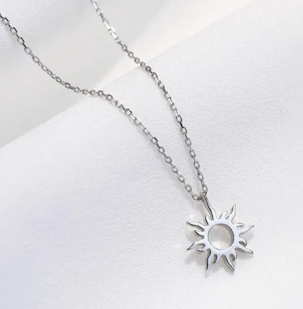 925 Silver Plated Sun Pendant Necklace for Women - Image 2