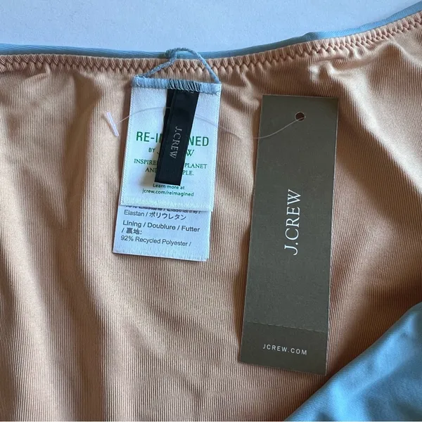 J Crew Curved Waist Cheeky Bikini Bottoms in Mist Blue Size M New - Image 5