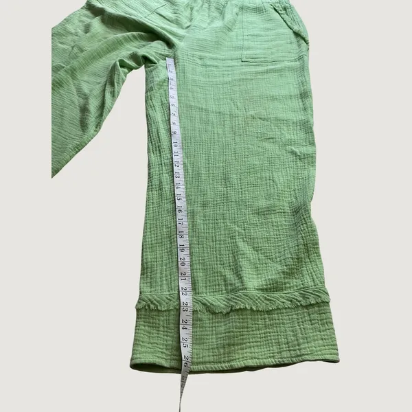 Umgee USA Lime Green Cotton Gauze Wide Leg Cropped Pants Plus Size XL WK7184 - Image 6