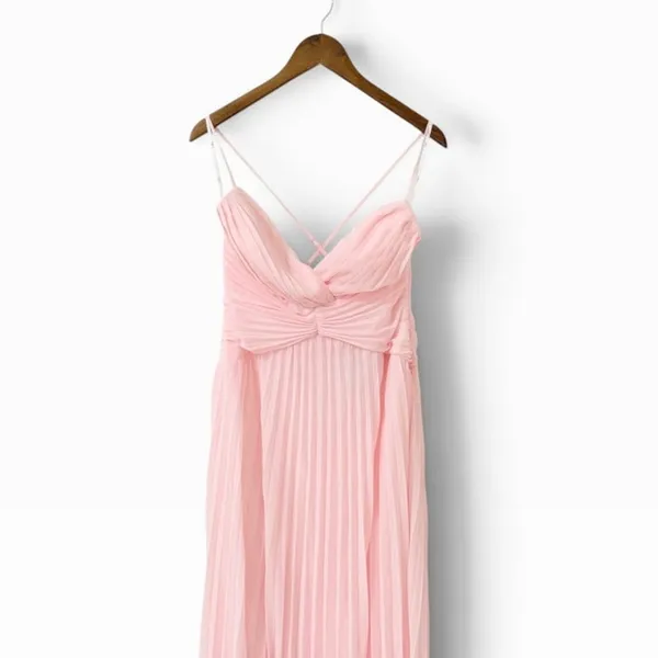 Lulus Corella Light Pink Pleated Backless Maxi Dress size Large NWT - Image 5