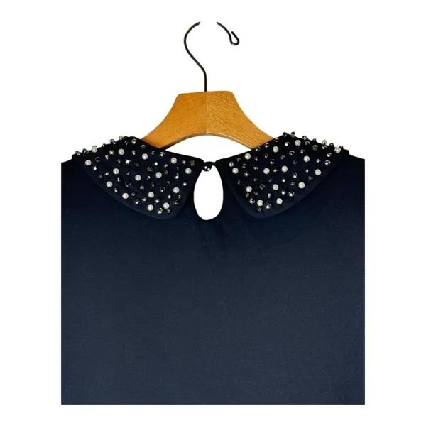 Vivienne Tam Dress Women Medium Black Peter Pan Jeweled Collar A‎ Line Cocktail - Image 4