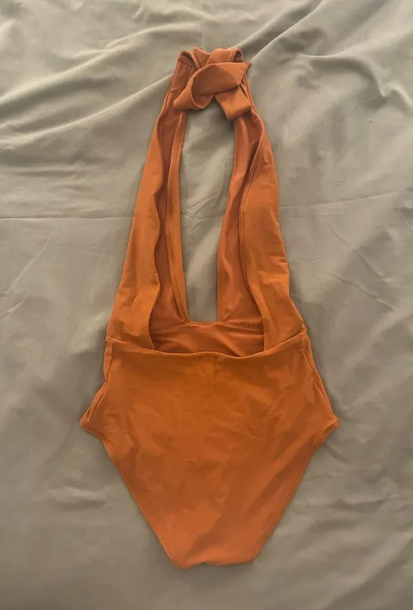 Aerie One Piece Burnt Orange Halter Swim Suit - Image 3