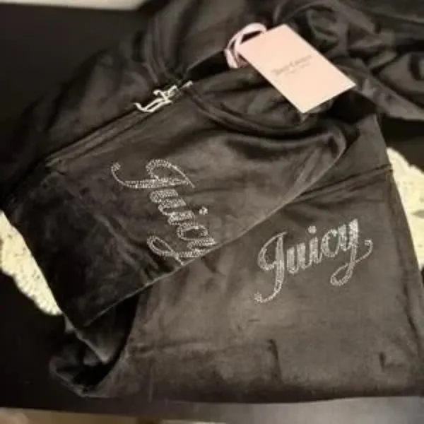 Juicy Couture Black Velour Rhinestone Logo Tracksuit NWT Size M Y2K - Image 2