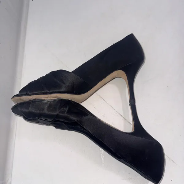 Butter For Diane B Satin Peep Toe Italian Black Minimalist Pumps‎ Heels Size 9 - Image 8