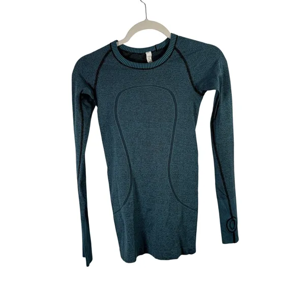 Lululemon Swiftly Tech Crew Long Sleeve Top Black Desert Teal Active Womens 2 - Image 2