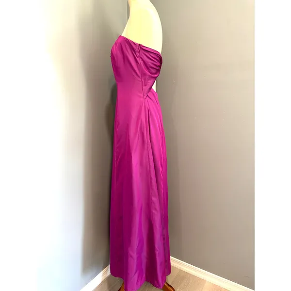 Purple Fuchsia Y2K Beaded Strapless Hoco Formal Prom Gown Dress Evening Size 6 - Image 3