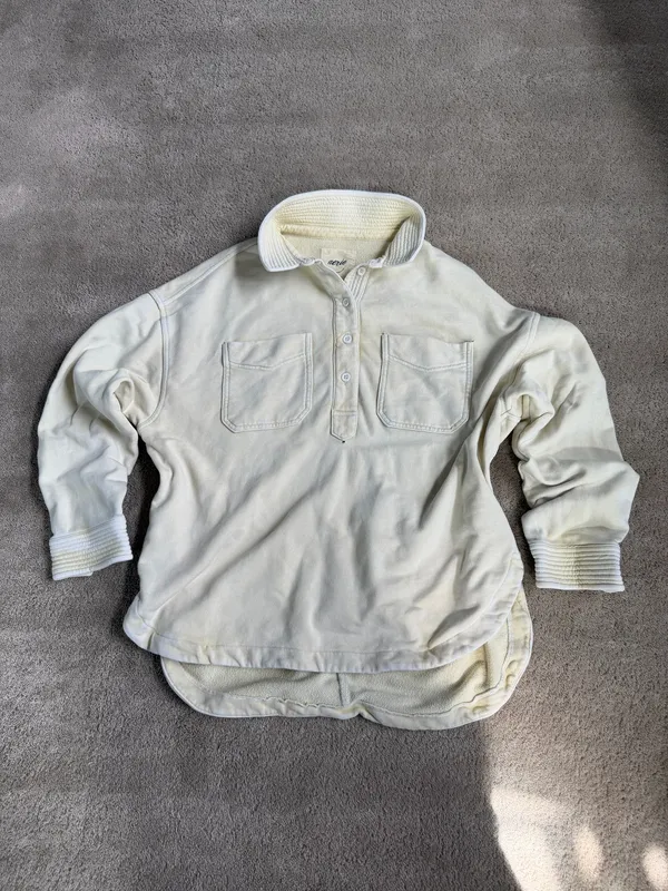 Aerie Cream Oversized Polo Sweatshirt – Size M - Image 2