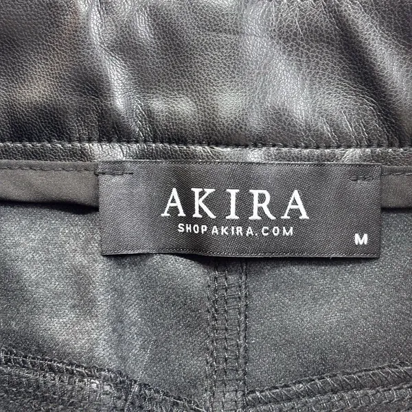 AKIRA Black PU Leather Mini Shorts Women’s Medium High Rise Y2K Clubwear Moto - Image 3
