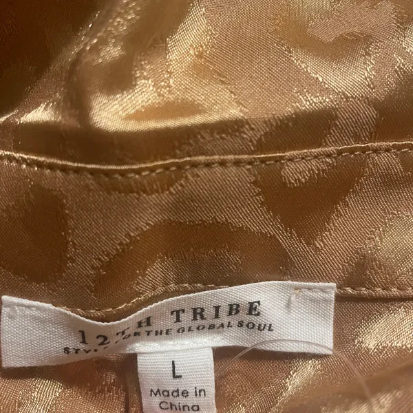 12th Tribe Gold Rush Leopard Satin Blouse Top - Image 6